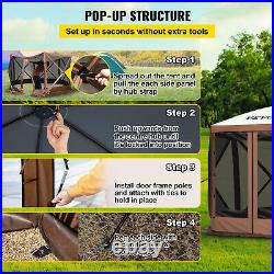 Pop-up Camping Gazebo Camping Canopy Shelter 6 Sided 12 x 12ft Sun Shade U. S