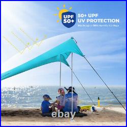 Portable Family Beach Tent Sunshade Canopy Pop up Sun Shelter Tarp 4 Pole UPF50+