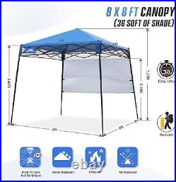 Portable Slant Leg Instant S. Compact 8x8 Pop Up Canopy Tent with Sidewall