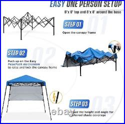 Portable Slant Leg Instant S. Compact 8x8 Pop Up Canopy Tent with Sidewall