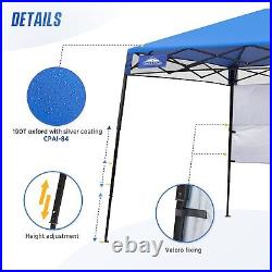 Portable Slant Leg Instant S. Compact 8x8 Pop Up Canopy Tent with Sidewall