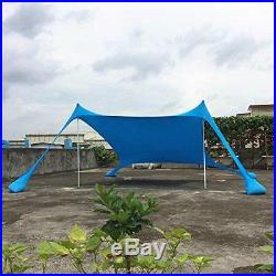 Portable Windproof Beach Sunshade Stakeless Tent Sand Anchors Sun Shade