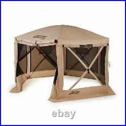 Quick-Set 12.5 ft. Pavilion Portable Outdoor Gazebo Canopy Shelter Screen, Tan
