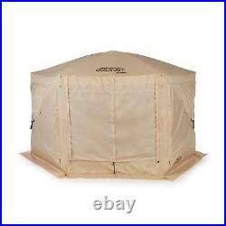 Quick-Set 12.5 ft. Pavilion Portable Outdoor Gazebo Canopy Shelter Screen, Tan