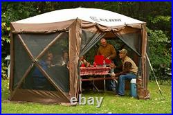 Quick-Set Pavilion Portable Outdoor Gazebo Canopy Shelter Screen Brown