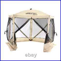 Quick-Set Venture Outdoor Gazebo Canopy Shelter Screen Tent, Beige (Open Box)