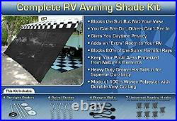 RV Awning Shade Complete Kit (Black) 8'x20