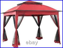 Red Easy-Up Gazebo/Sun Shelter/Canopy with Bug Screen Netting