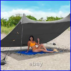 Red Suricata Family Beach Sunshade Sun Shade Canopy Medium 7' x 7', Grey