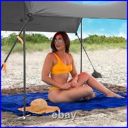 Red Suricata Family Beach Sunshade Sun Shade Canopy Medium 7' x 7', Grey