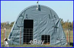 Rhino Shelter Round Style 14' W x 30' L x 12' H Gray Utility Building