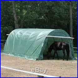 Round Style 12' W x 20' L x 8' H Green Horse/Livestock Run In Shelter House