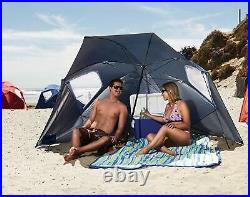 SPF 50+ Sun and Rain Canopy Umbrella for Beach and Sports Events (8-Foot, Blue)