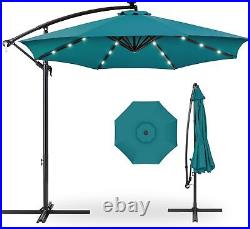Solar LED Offset Hanging Market Patio Umbrella for Backyard, Poolside and Garden