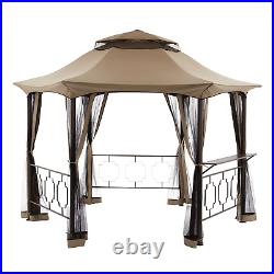 Southern Pines 12 ft Hexagon Outdoor Gazebo Canopy with Bar Counter and Netting