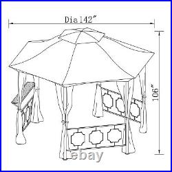 Southern Pines 12 ft Hexagon Outdoor Gazebo Canopy with Bar Counter and Netting