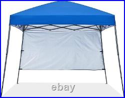 Stable Pop Up Beach Tent with Backpack Bag, 8 x 8 ft Base / 6 x 6 ft Top, Blue