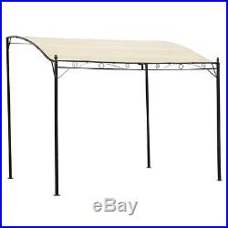 Steel Framed Garden Wall Mounted Sturdy Gazebo With Cream White Fabric Cover Kit