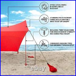 Sun Shade Canopy Lycra Portable Beach Tent Shelter With Upf 50+ Uv Protection Bu