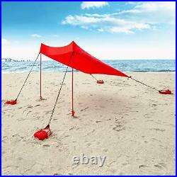 Sun Shade Canopy Portable Beach Tent Shelter with UPF 50+ UV Protection Red