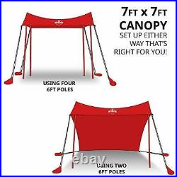 Sun Shade Canopy Portable Beach Tent Shelter with UPF 50+ UV Protection Red