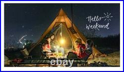 Teepee Pyramid Tent Retro Camping Tent Yurt Chimney Hole Army Hiking Sun Shelter