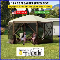 Tent Canopies Pop-up Camping Gazebo Camping Canopy Shelter6 Sided 10/12' x10/12