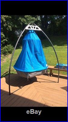 Treepod Hanging Treehouse Tent Blue With Treepod Metal Hanging Stand
