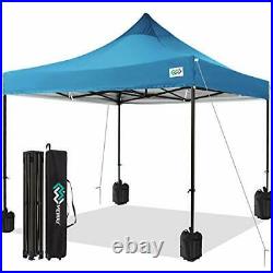 Upgraded Pop Up Canopy Tent, Heavy Duty Canopy with Wheeled 10x10 Sky Blue