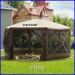 VEVOR Camping Gazebo Screen Tent Canopy Shelter 6Sided 12x12ft Sun Shade Outdoor