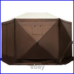 VEVOR Pop-up Camping Gazebo Camping Canopy Shelter 6 Sided 12 x 12ft Sun Shade