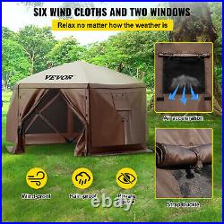 VEVOR Pop-up Camping Gazebo Screen Tent Canopy Shelter 6 Sided 12x12ft Sun Shade