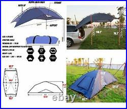Versatile teardrop awning for SUV camping trailer and light truck cladding