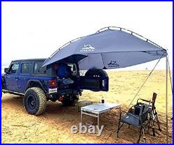 Versatility Teardrop Awning for SUV RVing Car Camping with 2 Sandbags Gray