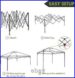 White 12'x12' Height Adjustable Pop Up Canopy Easy Setup Instant Shelter