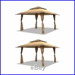 Z-Shade 13 x 13 Ft Instant Gazebo Canopy Outdoor Patio Shelter, Tan (2 Pack)